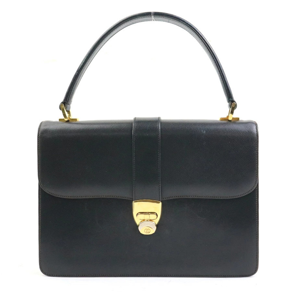 Gucci Leather Handbag Black Silver